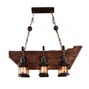 Wooden Farmhouse Chandeliers suspension Vintage Kitchen Glass Pendant Lighting