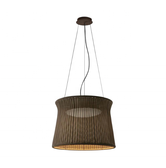 Round rattan Lampshade Height Adjustable Ceiling Light for dining room E27 Retro bamboo woven Pendant Light