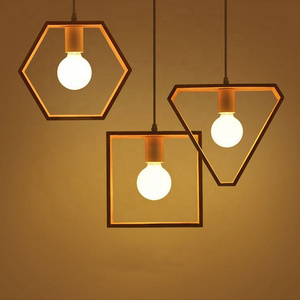 Wood geometric Chandelier Ceiling Hanging Lamp Shades Art Decorative Pendant lights Lighting Fixtures