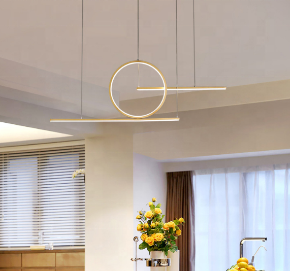 Art modern House Living room hanging light Modern Gold Circle Line led Ring Round Ceiling Pendant Light