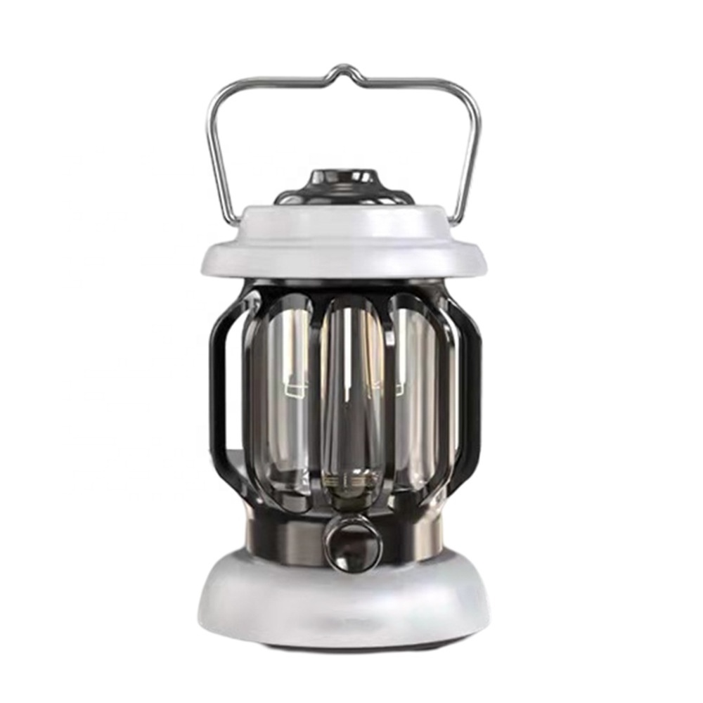 Rechargeable Retro Metal Camping Light Battery Powered Hanging White Candle Lamp Portable Waterpoof Outdoor LED Camping Lantern