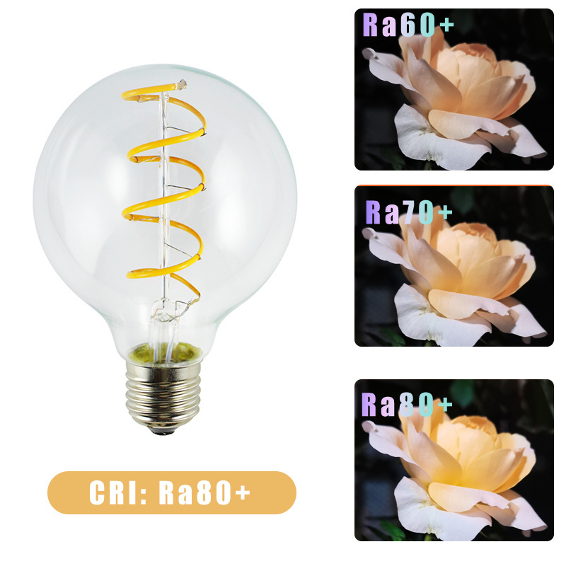 4W   Nostalgic soft filament vintage G125 G95 G80 globe led filament bulb