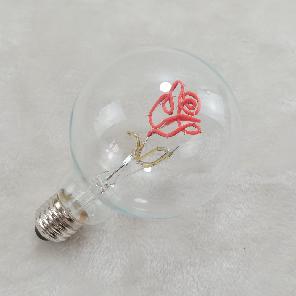 4W  Rose motif love customized G125 G95 filament led light bulb