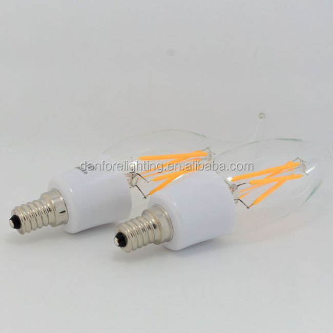 3.5W C35 LED filament candle bulb with flame tail E14 E12 candelabra base led bulb