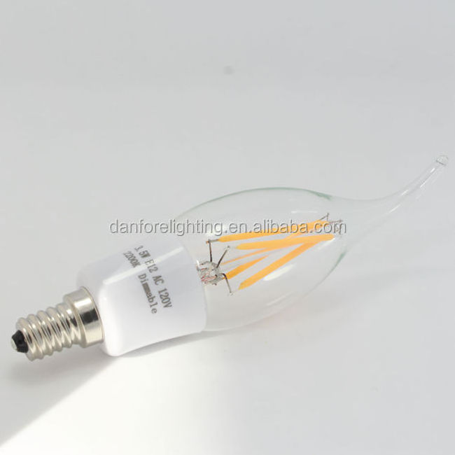 3.5W C35 LED filament candle bulb with flame tail E14 E12 candelabra base led bulb