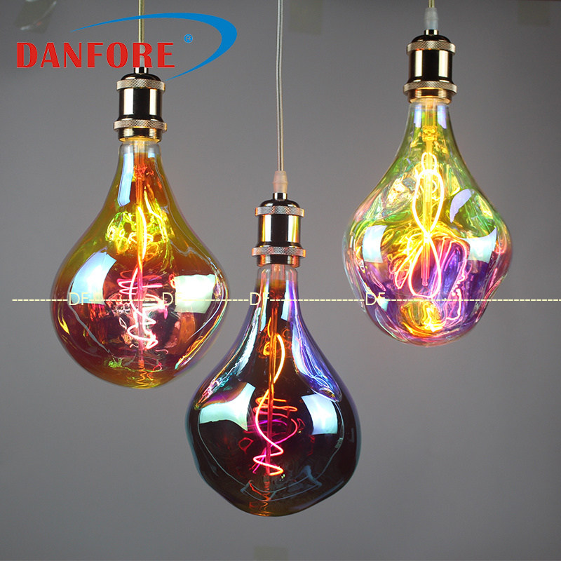 Edison screw E27 E26 B22 base Alien shape Soft flexible Filament LED light decorative led filament bulb with color plating