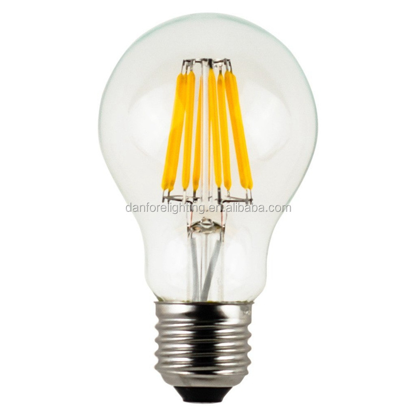 wholesale 2w 4w 6w 8w  A60 glass cover dimmable Vintage led filament bulb