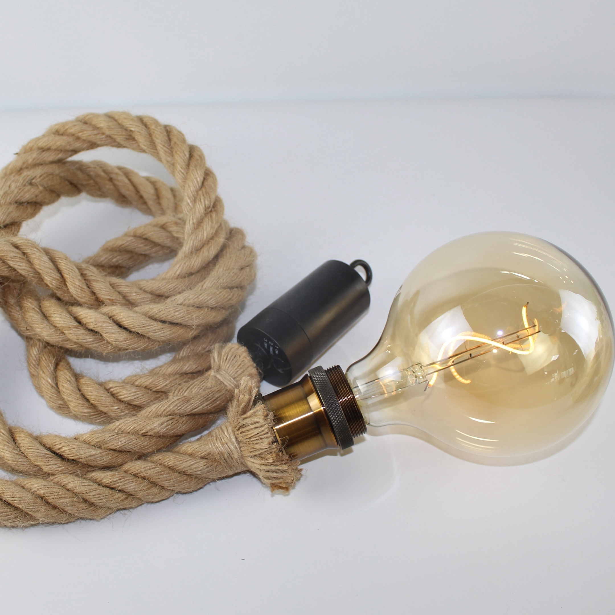 Battery operated hanging decorative DC3V DC6V led pendant light with hemp cord