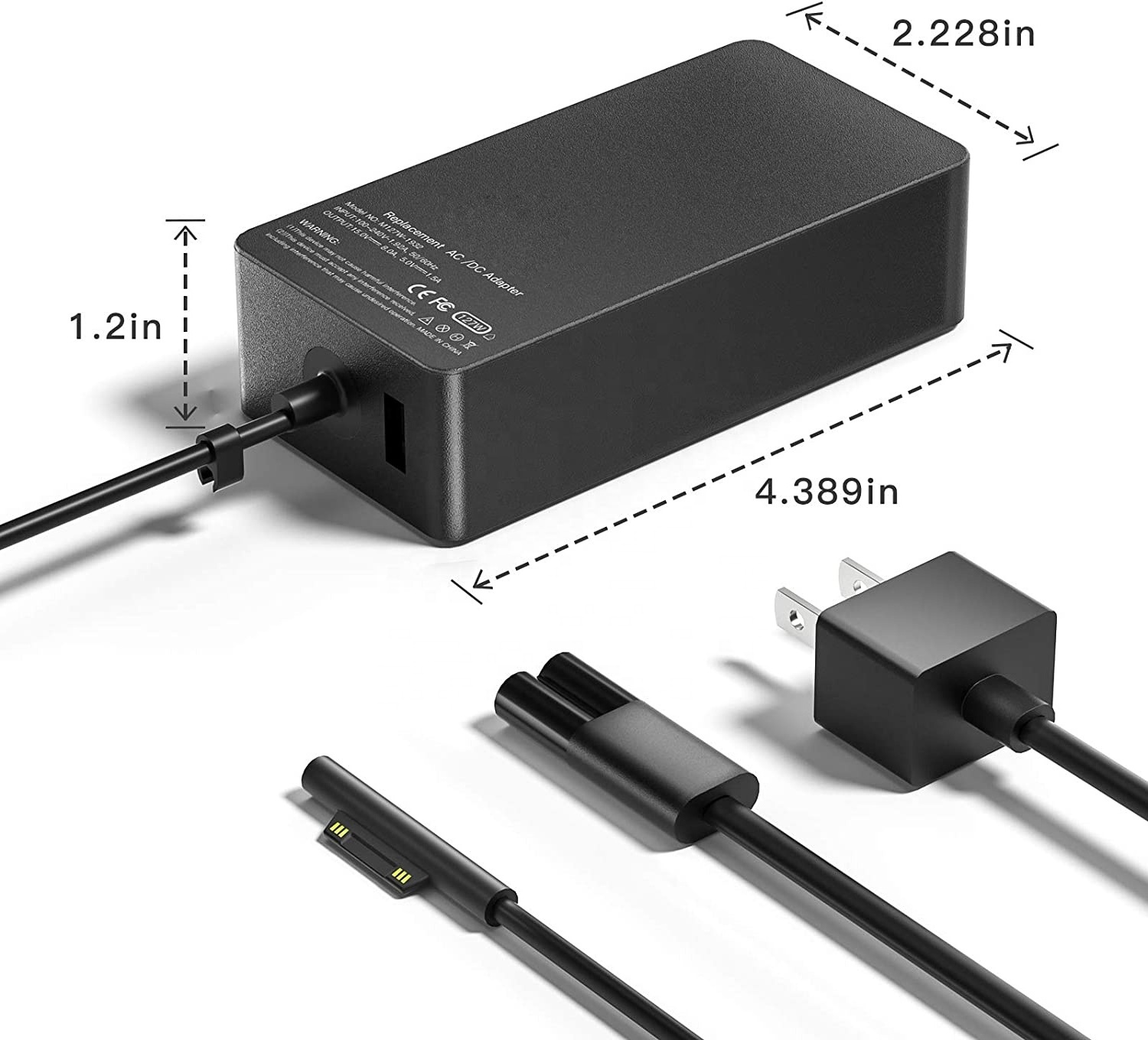 Portable Surface Book 3 Surface Pro Fast Charger, 127W 15V 8A AC Power Supply Adapter for Surface Laptop Studio