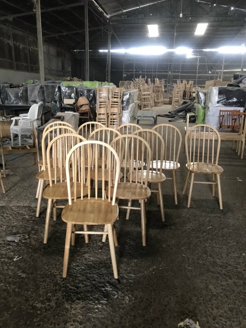 Wholesale Nordic modern home furniture chairs with backrest I shape tripod solid wood dining chair