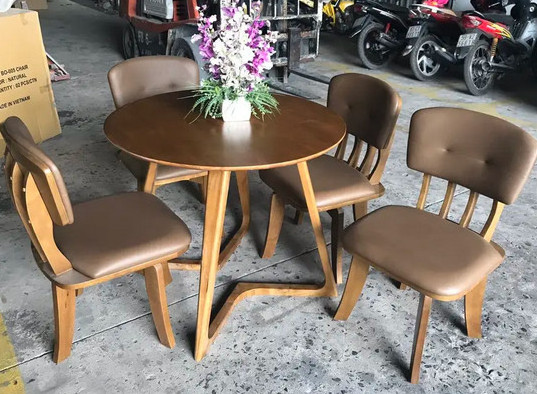 Table Chair Wooden Furniture Interior Best Price For Export Low MOQ Top Selling Brand From Vietnam Set VCS009 3P