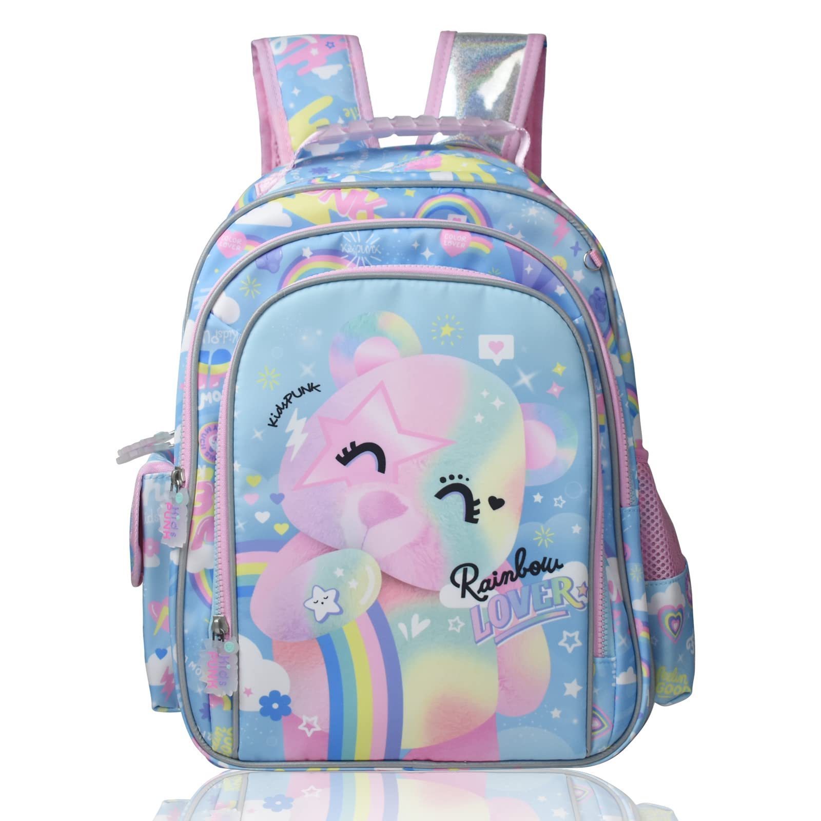 Cute Cat Backpack Kawaii Light Pink Backpack for Preschool Kindergarten Elementary Large Capacity Kids Backpacks Polyester 500