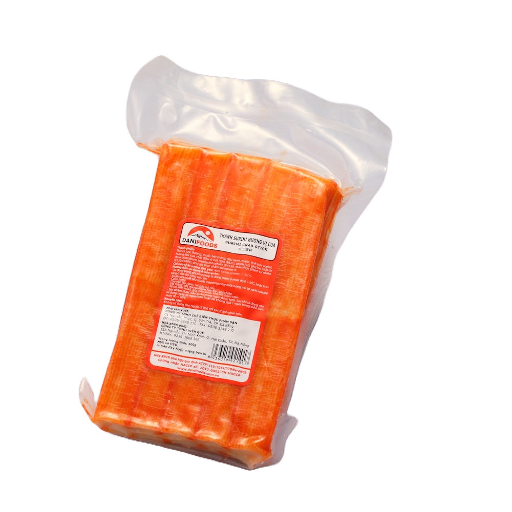 OEM Ready-to-eat food Surimi based Frozen IMITATION CRAB MEAT Vacuum pack 500g Crab flavor Vietnam factory Asian salad topping