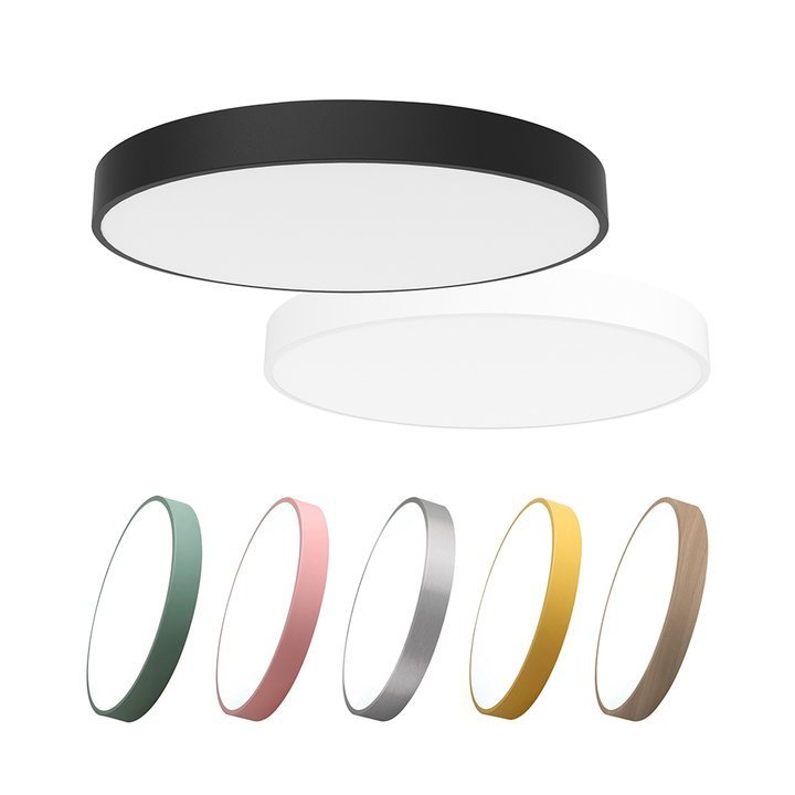 Modern semi-flush mount bedroom living room home lighting wifi smart 36W round white black Slim LED ceiling light