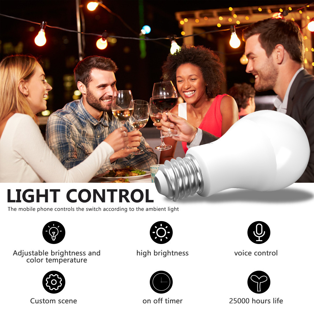 110-220V 10W15W Dimmable Smart Bulb WiFi/ZigBee Tuya E27 Wide Voltage Bulb RGBCW Light Sensor Energy Saving Lamp