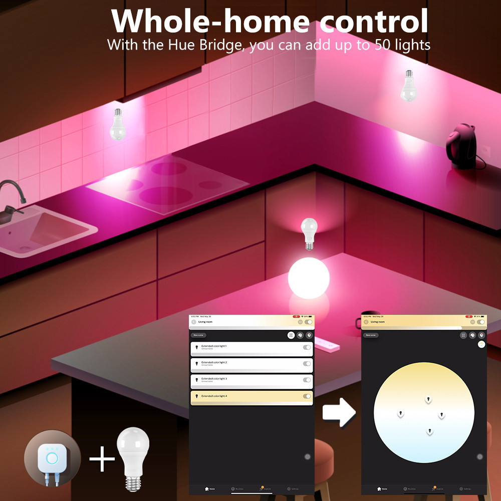 Alexa Tuya WIFI Control RGB Smart Lighting E27 LED Bulb Wireless App Control Adjustable Smart Light Bulb