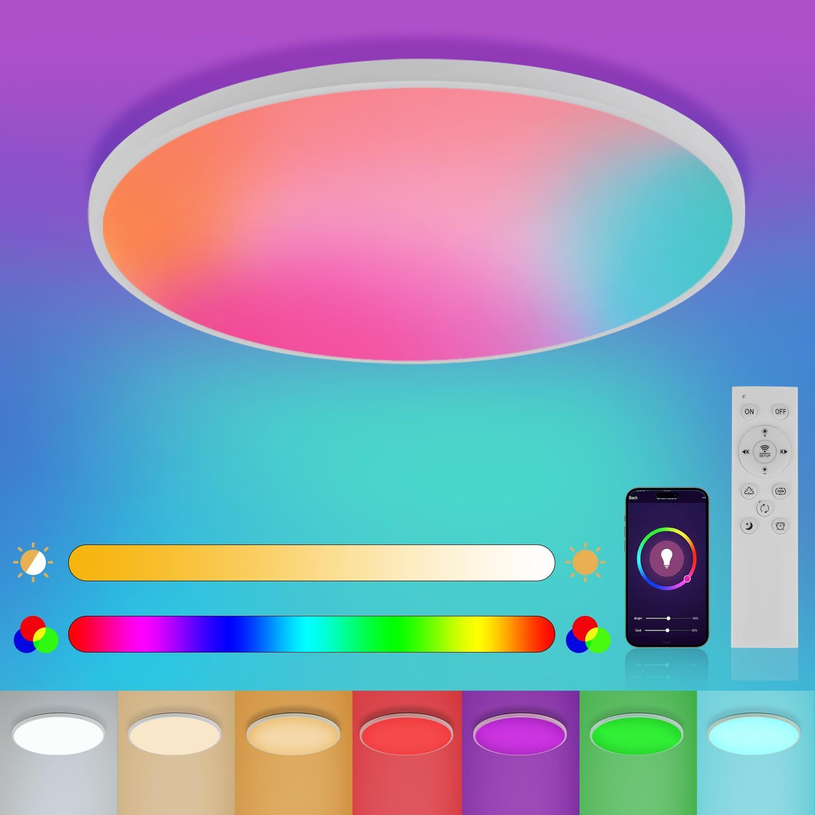 smart Tuya led ceiling light round rgb smart home lighting CCT dimming sensor wifi ceiling light