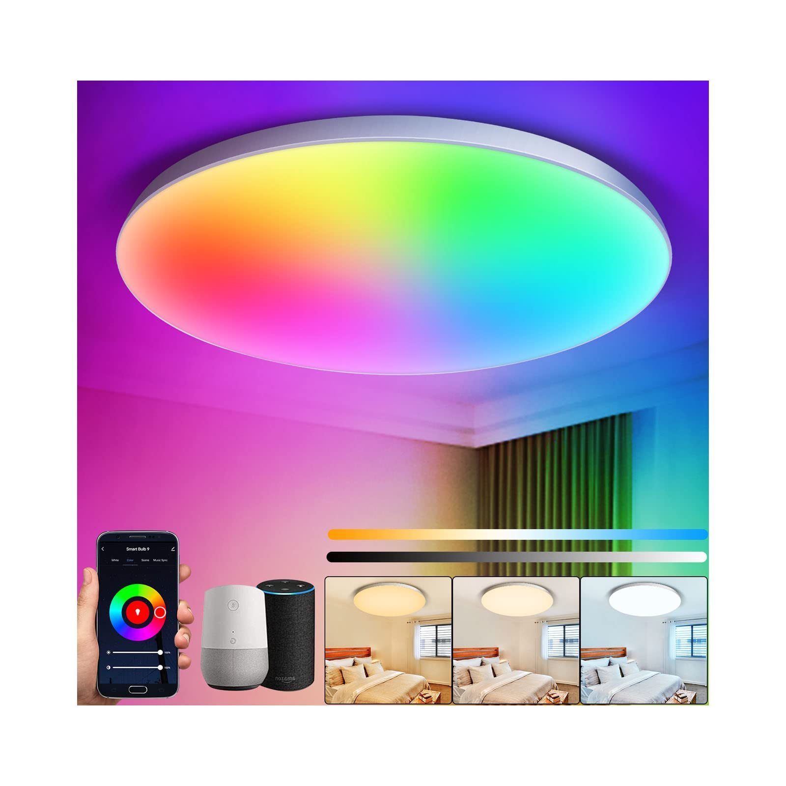 smart Tuya led ceiling light round rgb smart home lighting CCT dimming sensor wifi ceiling light