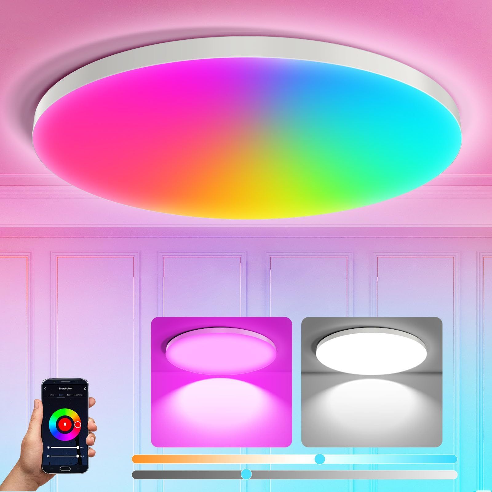 smart Tuya led ceiling light round rgb smart home lighting CCT dimming sensor wifi ceiling light