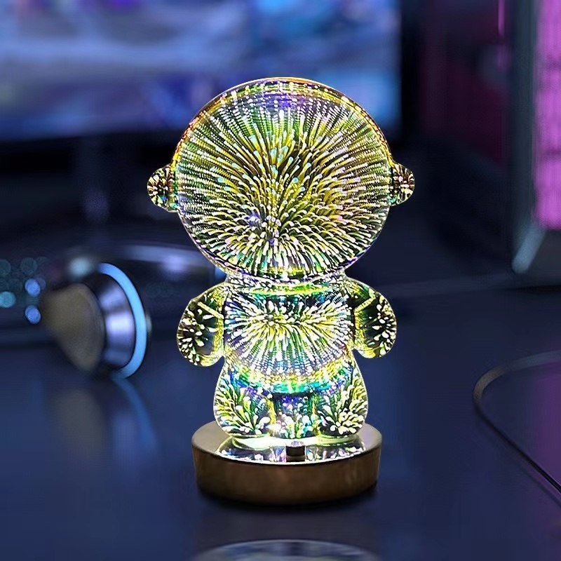 Fashionable and Creative Astronaut Atmosphere Light 3D Fireworks Touch Night Light USB Charging Display LED Desk Lamp