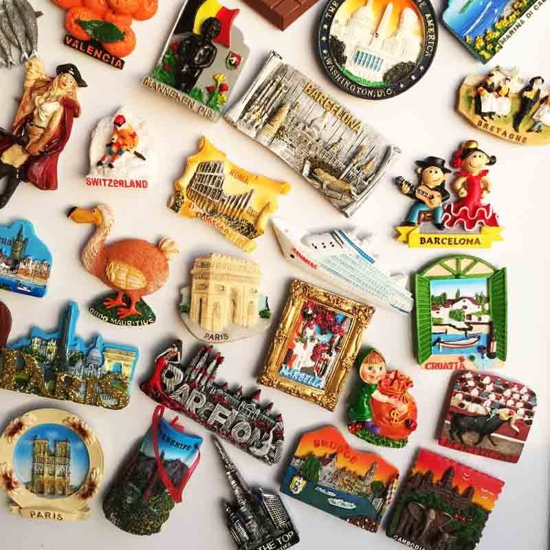 Magnet Souvenir 3 Resin Creative Commemorative Painting Around The World 3D Travel Decoration Contemporary Refrigerator Magnet