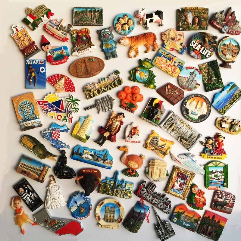 Magnet Souvenir 3 Resin Creative Commemorative Painting Around The World 3D Travel Decoration Contemporary Refrigerator Magnet