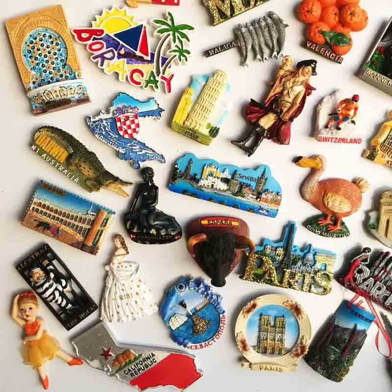 Magnet Souvenir 3 Resin Creative Commemorative Painting Around The World 3D Travel Decoration Contemporary Refrigerator Magnet