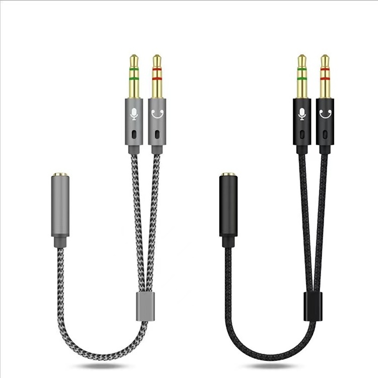 Factory sell 3.5mm AUX Y Splitter 2 Jack Male to 1 Female Headphone Mic Audio Cable for computer laptop