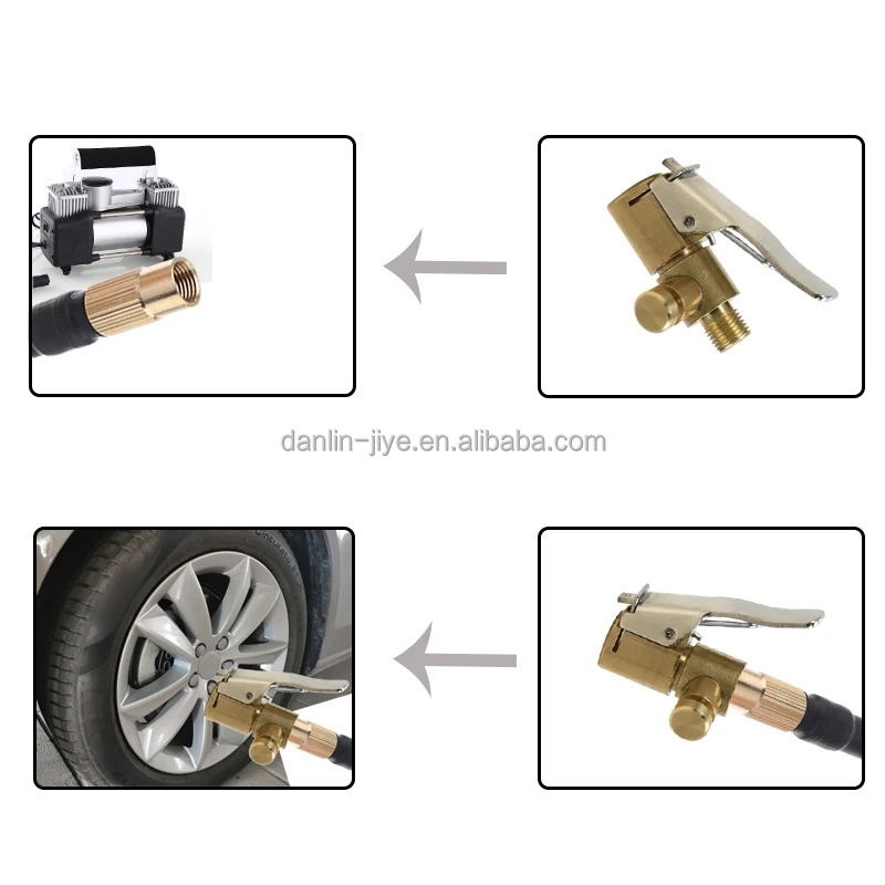 8mm Brass Car Tire Inflator Chuck Air Compressor Pump Lock on Nozzle Fine Thread Deflation Air Chuck Pump Valve Clip