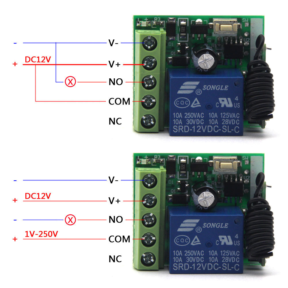 Universal Wireless Remote Control Switch DC 12V 1CH Relay Receiver Module RF Transmitter 433Mhz Smart Home Remote Controls