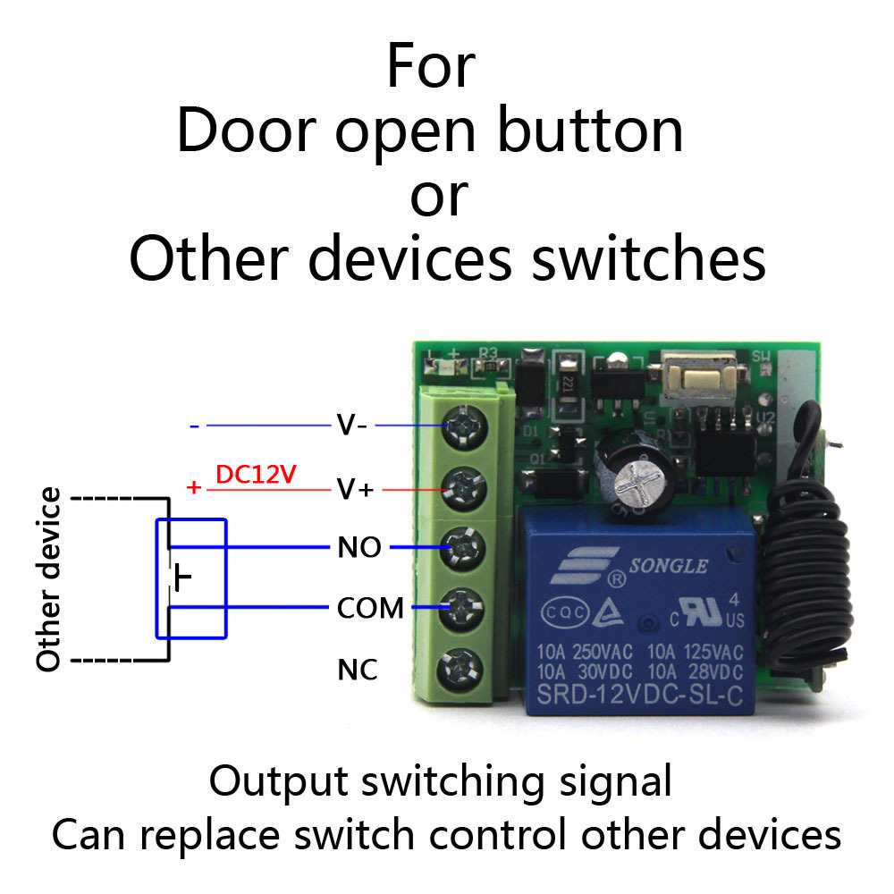 Universal Wireless Remote Control Switch DC 12V 1CH Relay Receiver Module RF Transmitter 433Mhz Smart Home Remote Controls