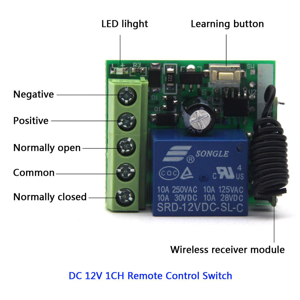 Universal Wireless Remote Control Switch DC 12V 1CH Relay Receiver Module RF Transmitter 433Mhz Smart Home Remote Controls