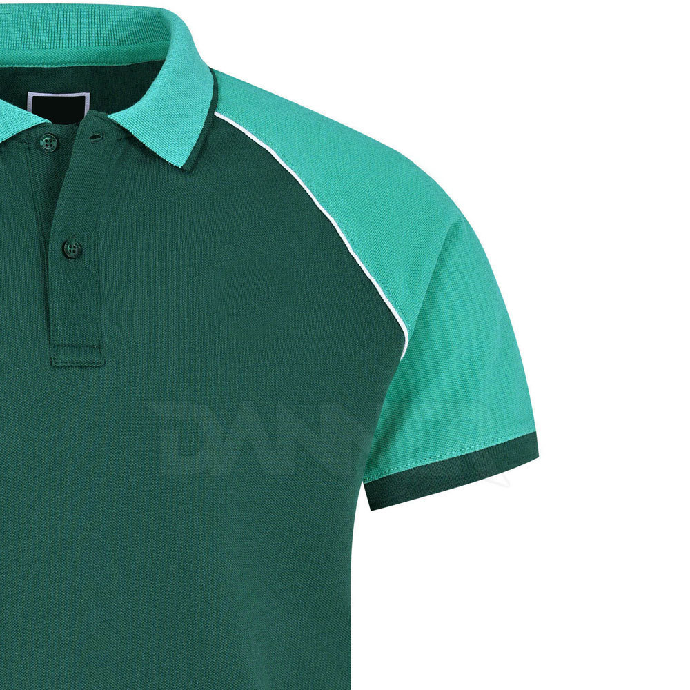 Custom Plain Green Polyester Polo T Shirts Quick Dry Men's Polo Shirt 2 Buttons Polo By DANNER SPORTS