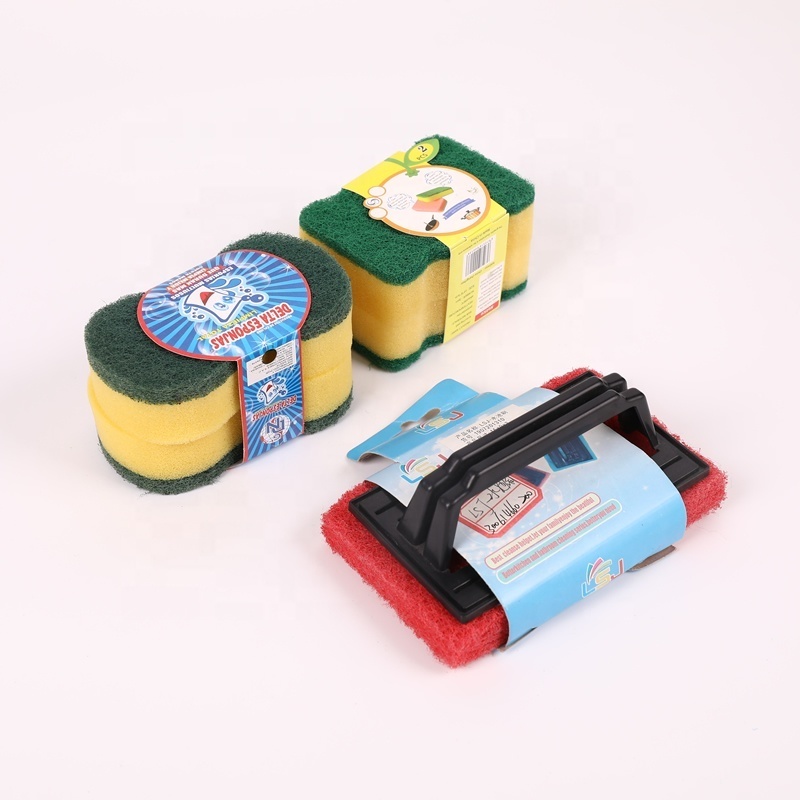 New Product Eco Friendly Sponge Pot And Pan Brush Strong Decontamination with Plastic Handle