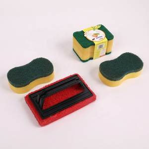 New Product Eco Friendly Sponge Pot And Pan Brush Strong Decontamination with Plastic Handle