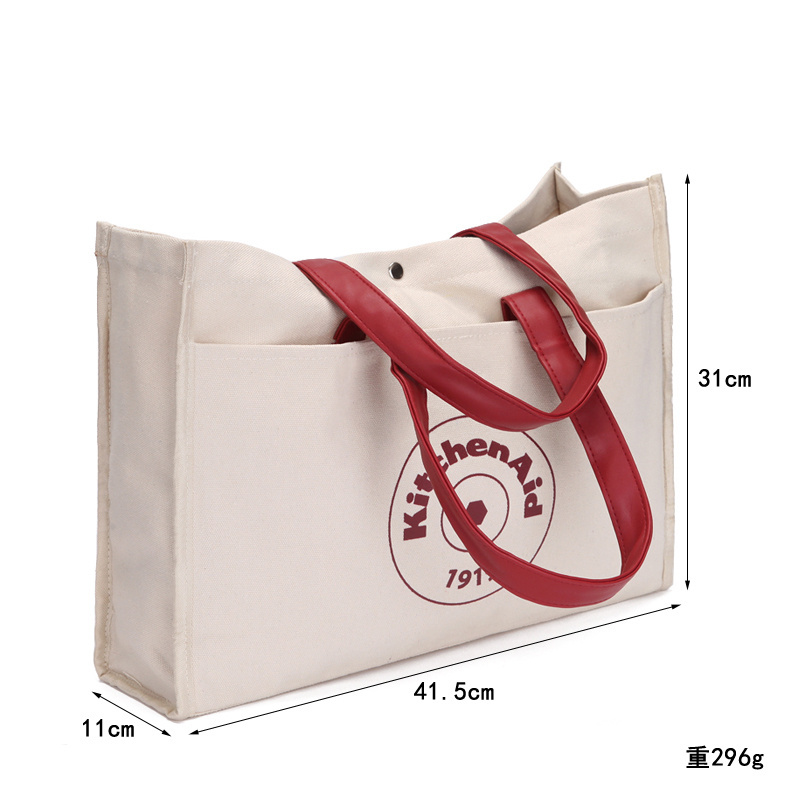 2022 Casual And Fashional Custom Canvas Tote Bag With Leather Straps