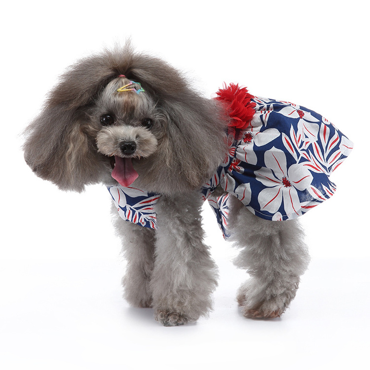 Fashion Small Pet Accessories Dog Clothes Flower Summer Pet Skirt Party Dog Apparel Cheap