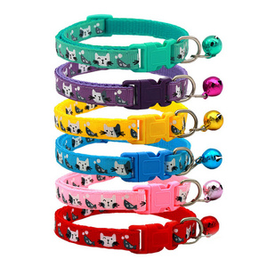 Adjustable Small Pet ID Collar Breakaway Nylon Cat Collar Bell Dog Collars for Small Pets