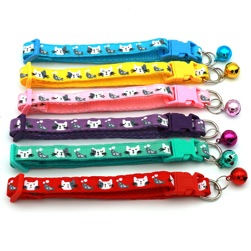 Adjustable Small Pet ID Collar Breakaway Nylon Cat Collar Bell Dog Collars for Small Pets