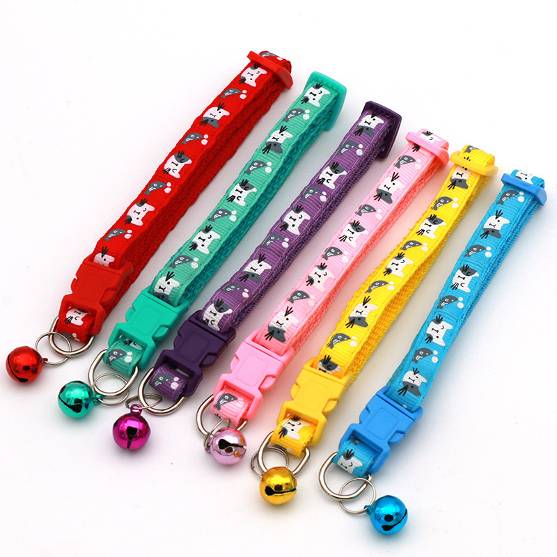 Adjustable Small Pet ID Collar Breakaway Nylon Cat Collar Bell Dog Collars for Small Pets