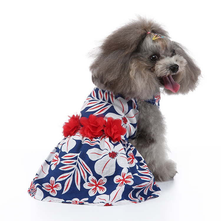 Fashion Small Pet Accessories Dog Clothes Flower Summer Pet Skirt Party Dog Apparel Cheap