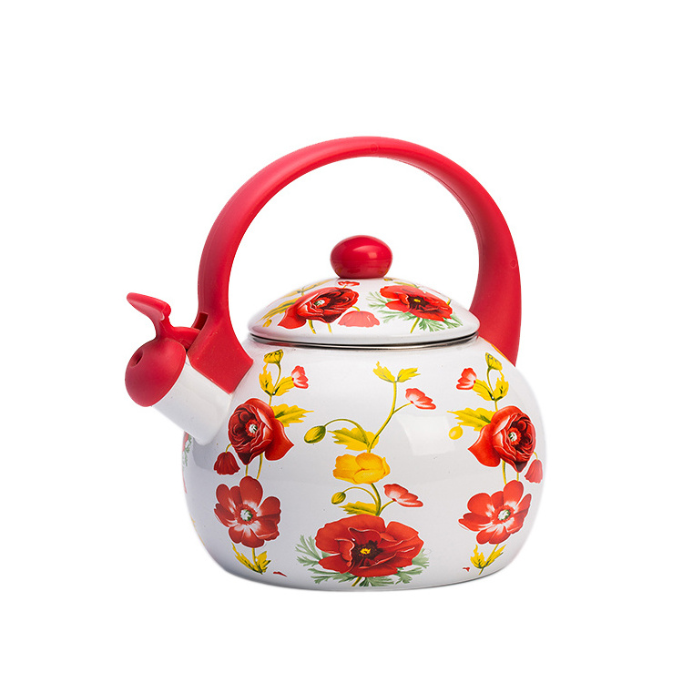 Stainless Steel Enamel Whistling Kettle High Quality Custom Enamel Teapot with Handle & Knob Induction Teapot