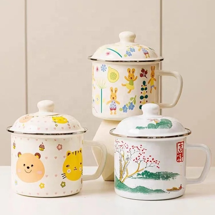 Wholesale enamel cups Home noodle office tea POTS large capacity drinking cups wholesale enamel cups pots