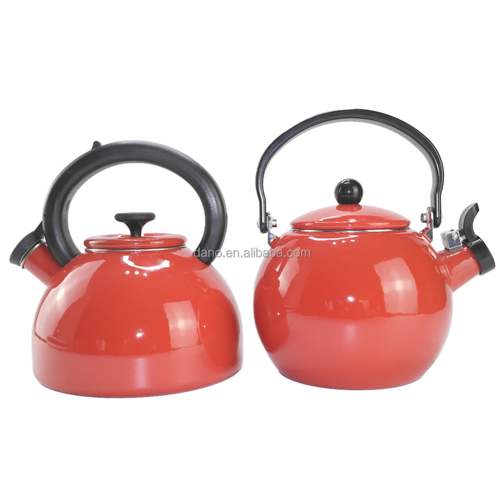 Stainless Steel Enamel Whistling Kettle High Quality Custom Enamel Teapot with Handle & Knob Induction Teapot