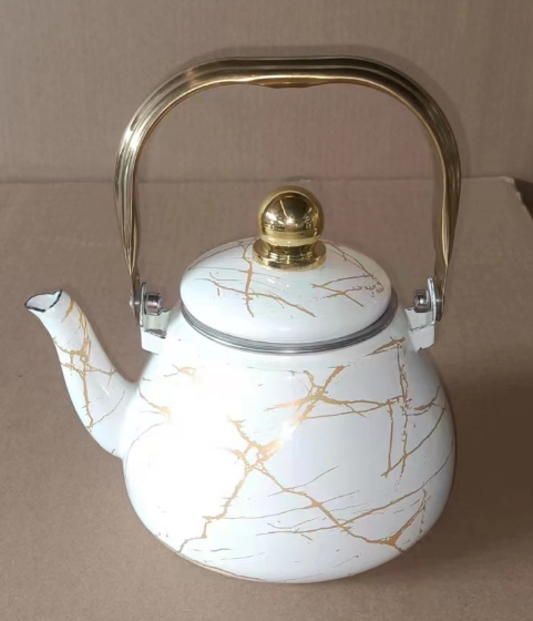 0.8L/1.0L / 1.2L /1.5L/2.5L/3.0L Turkish Style Tea Pot White and Black Marble Decal Enamelled Metal Steel Teapot Tea Kettle