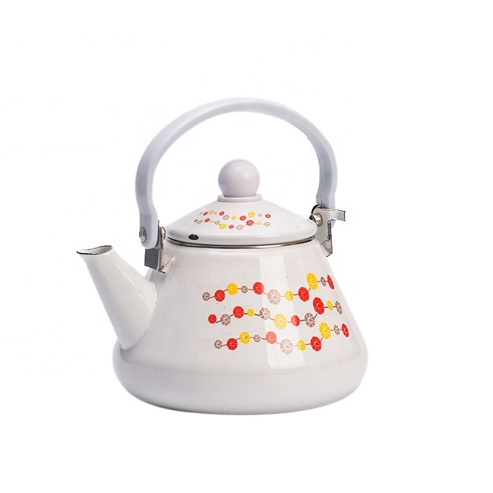 Whistling Enamel Kettle Decorative Kitchenwares Enamel Tea Pots with Flowers