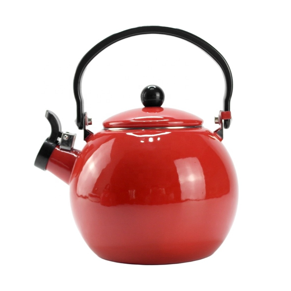 Enamel Whisting kettle Carbon Steel classic red colour whistle kettle  Coffee tea kettle