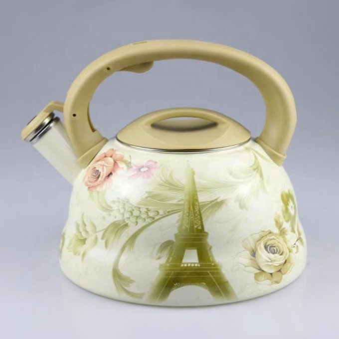 Custom Folar Enamel Coffee&Tea Pot Kettles Enamel Whistling Kettle as Amazing Gift for Housewarming