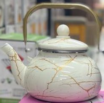 0.8L/1.0L / 1.2L /1.5L/2.5L/3.0L Turkish Style Tea Pot White and Black Marble Decal Enamelled Metal Steel Teapot Tea Kettle