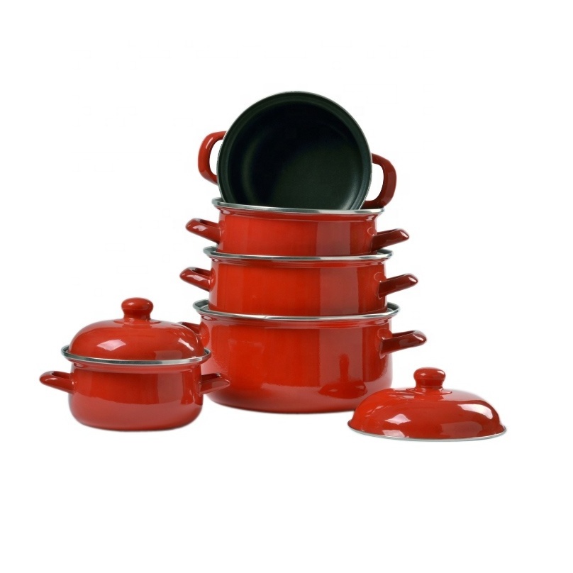 Good design enamel tableware kitchenware non-stick pot cookware sets nonstick enamelware